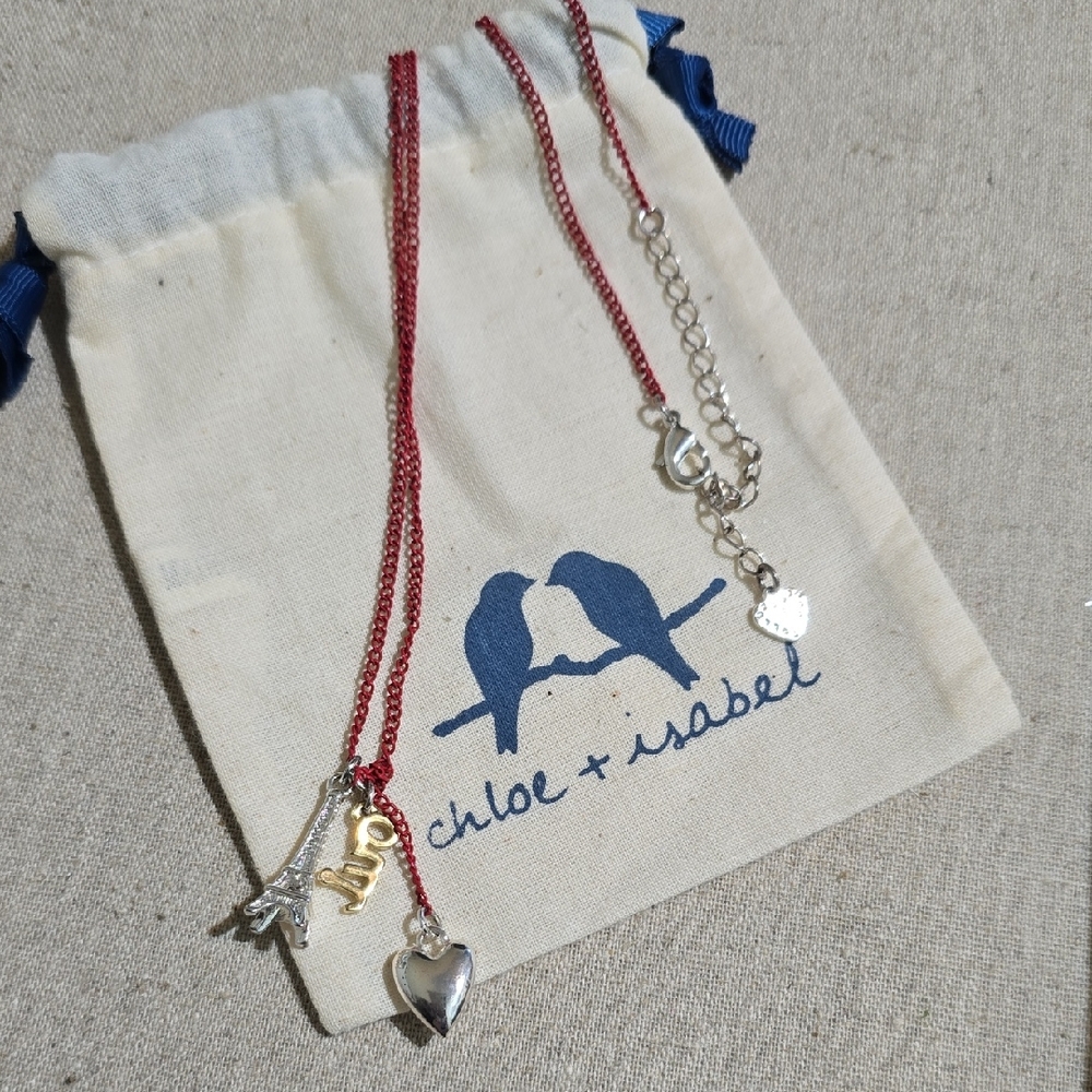 Chloe + Isabel Red and Silver Charm Necklace Set